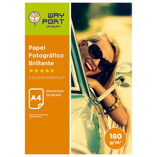 Papel A4 WAY PORT Glossy fotográfico 180 g 20 hojas