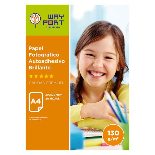 Papel A4 WAY PORT Glossy autoadhesivo 128 g 20 hojas
