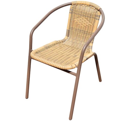Silla en acero y ratán marrón 52x58x75 cm