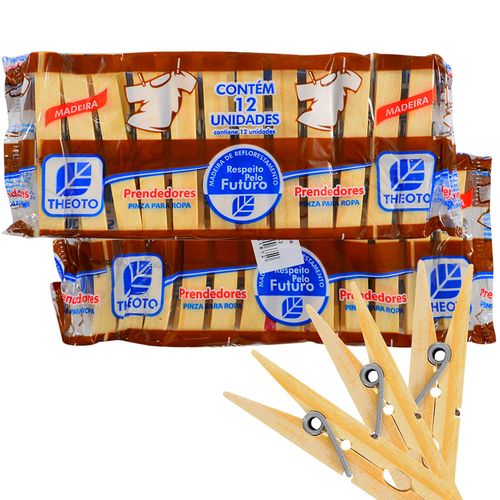Palillos para ropa madera THEOTO 24 un.
