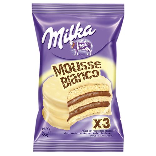 Alfajor MILKA triple mousse blanco 55 g