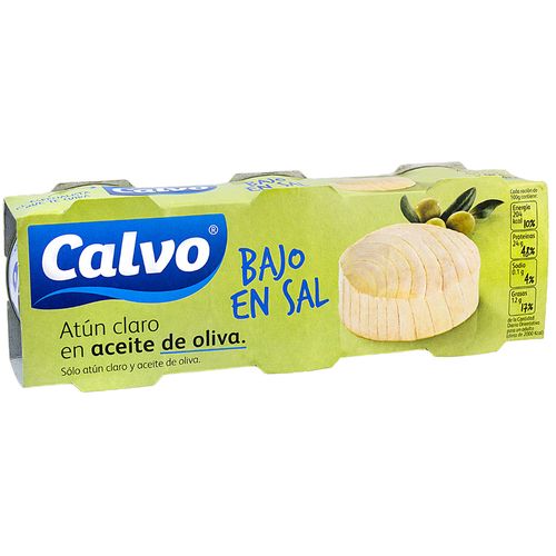 Atún bajo en sal CALVO en aceite de oliva pack 3 un.