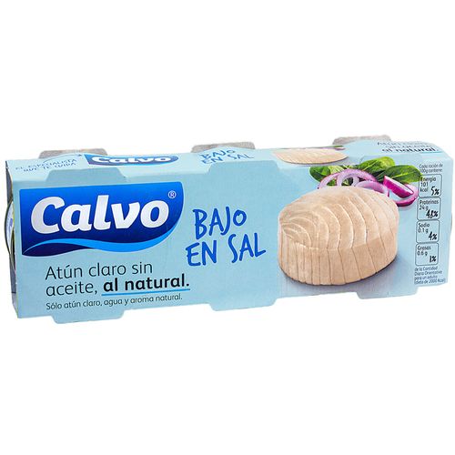 Atún claro bajo en sal al natural CALVO pack 3 un.