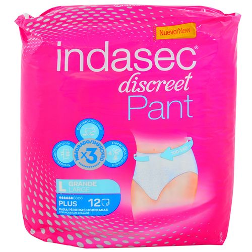Pants INDASEC para incontinencia plus L 12 un.