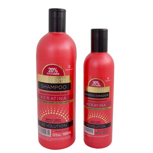 Pack Wander Tex keratina shampoo  1 L + acondicionador  450 ml