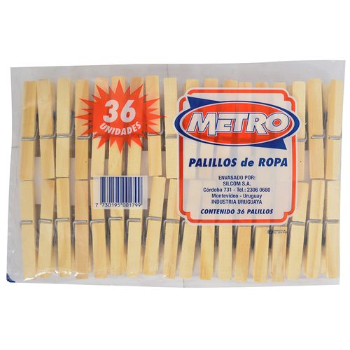 Palillos madera METRO 36 un.