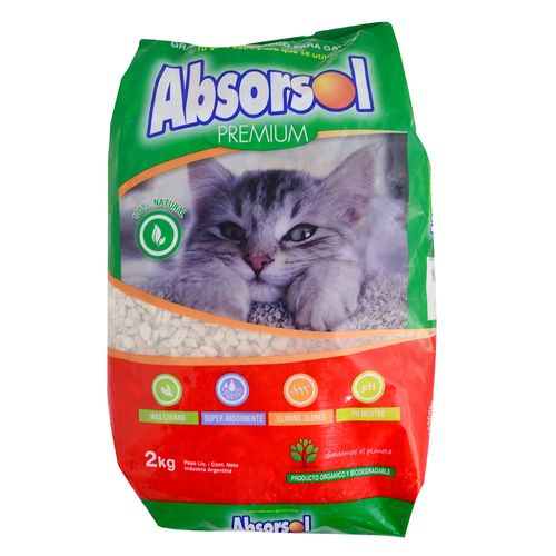 Sanitario para gatos ABSORSOL premium 2 kg