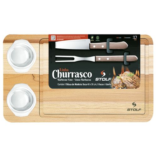 Set tabla 48x30 cm con cubiertos y 2 salseras