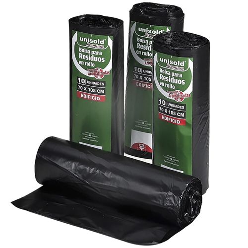 Bolsa residuo en rollo UNISOLD edificio 70x105cm negra 10 un.