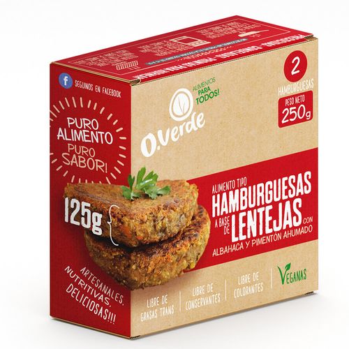 Hamburguesas de lentejas ORO VERDE 2 un. 250 g