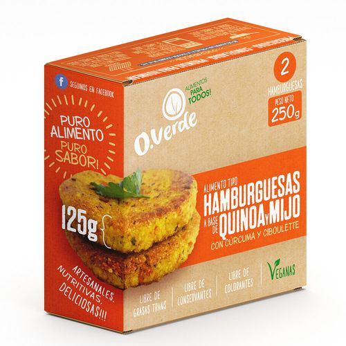 Hamburguesas de quinoa y mijo ORO VERDE 2 un. 250 g