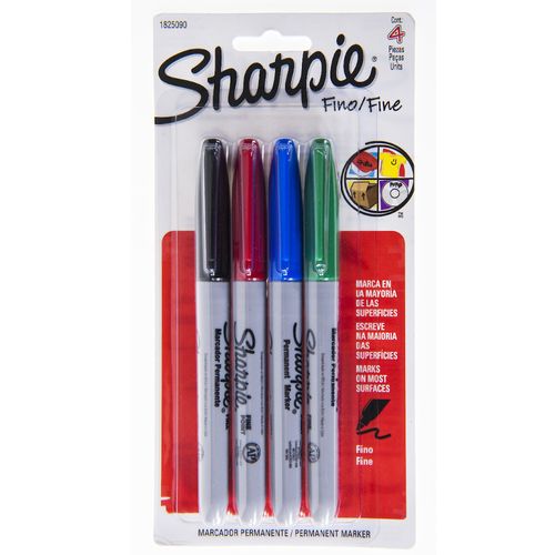 Marcador permanente SHARPIE fino colores surtidos 4 un.