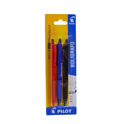Bolígrafo PILOT retráctil 3un. surtidos