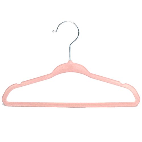 Percha aterciopelada para niños color rosa