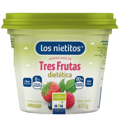 Mermelada LOS NIETITOS 3 frutas 0% pote 400 g