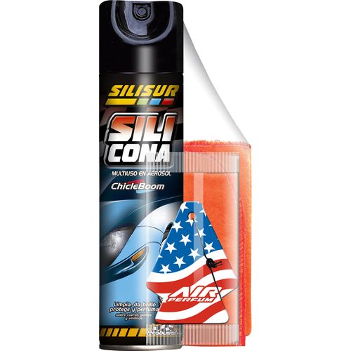 Silicona SILISUR chicle boom aerosol 260g + franela + pino