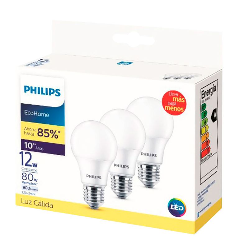 Lampara-x-3-PHILIPS-LED-calida-12-W