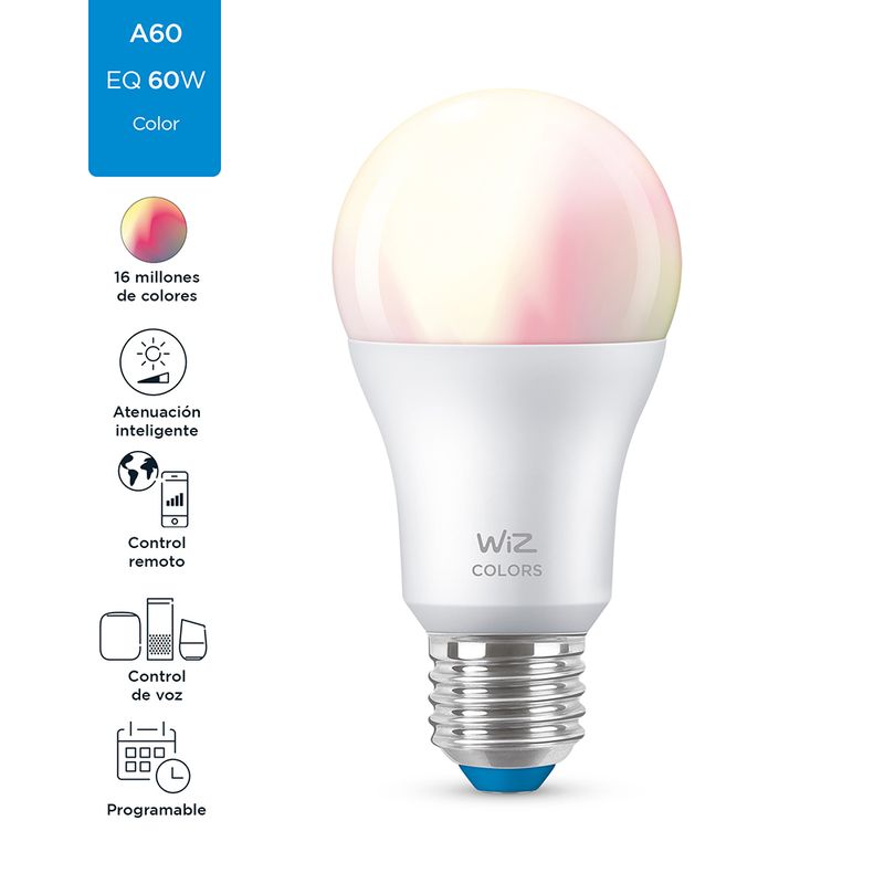 Lampara-led-WIZ-Wi-Fi-color-a60-e27-9w