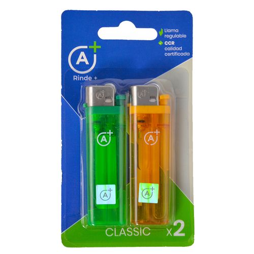 Encendedor A+ transparente blíster 2 un.