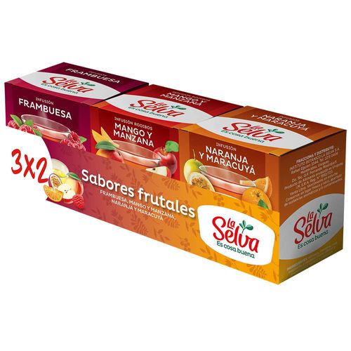 Pack té LA SELVA frambuesa+mango/manzana+naranja-maracuyá 10 un.