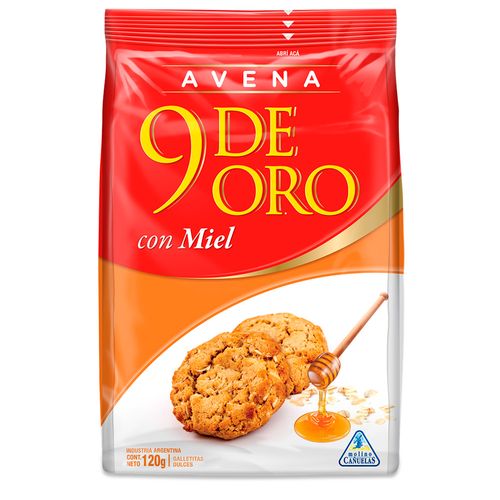Galletitas 9 DE ORO avena con miel 120 g