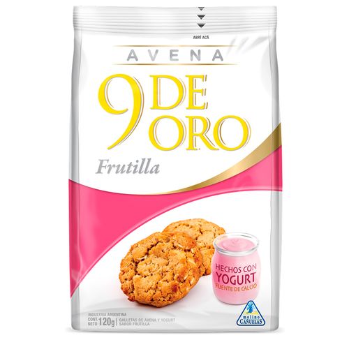 Galletitas 9 DE ORO avena y frutilla 120 g