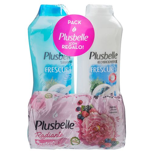 Pack PLUSBELLE shampoo 1L + acondicionador 1L + jabón tripack