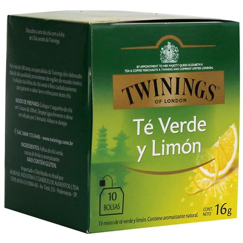 Té TWININGS green tea & lemon 10 un.