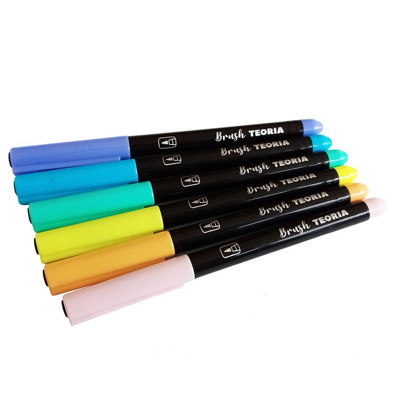 Marcadores-TEORIA---punta-pincel-6-colores-pastel