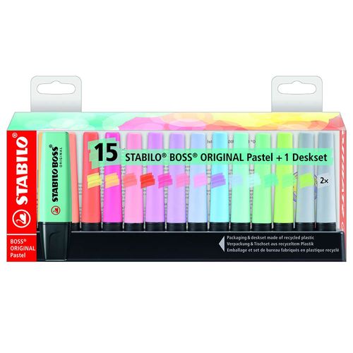 Resaltador STABILO Boss pastel 15 un.