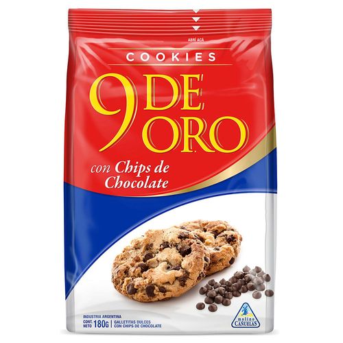 Galletitas cookies 9 DE ORO con chips 120 g