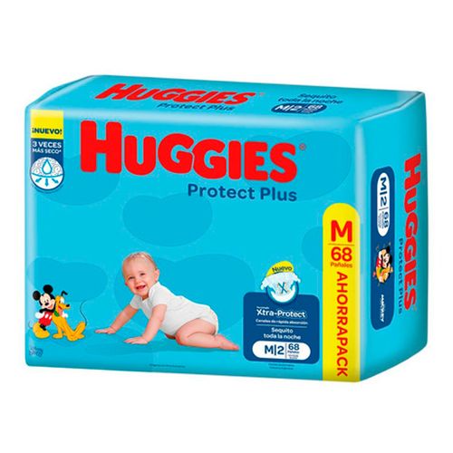 Pañal HUGGIES pan prot plus M 68 un.