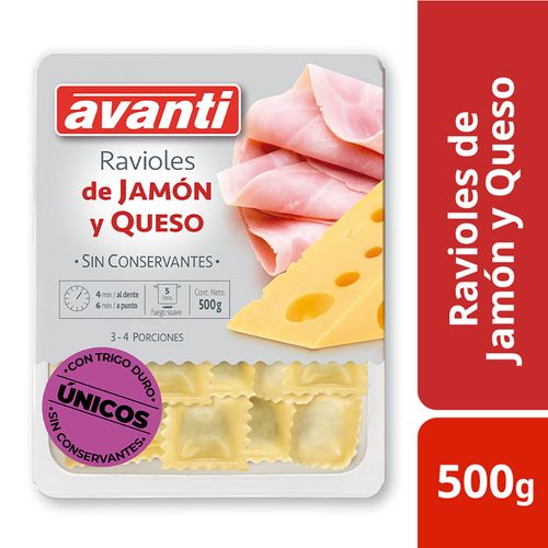 Ravioles AVANTI jamón y queso 500 g