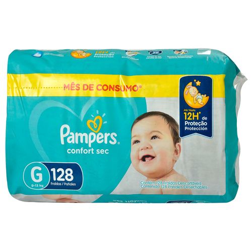 Pañal PAMPERS confort sec G 128 un.