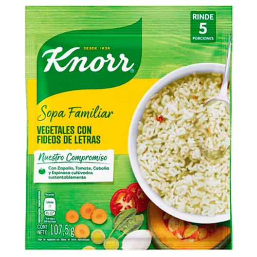 Sopa casera KNORR vegetales con fideos letras 88.5 g