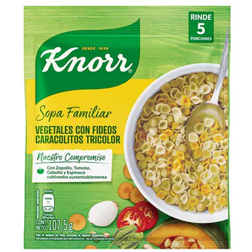 Sopa casera KNORR vegetales con fideos caracolitos