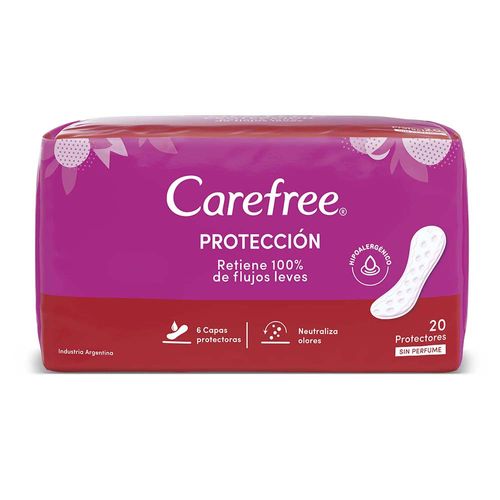 Protector diario CAREFREE original sin perfume 20 un.