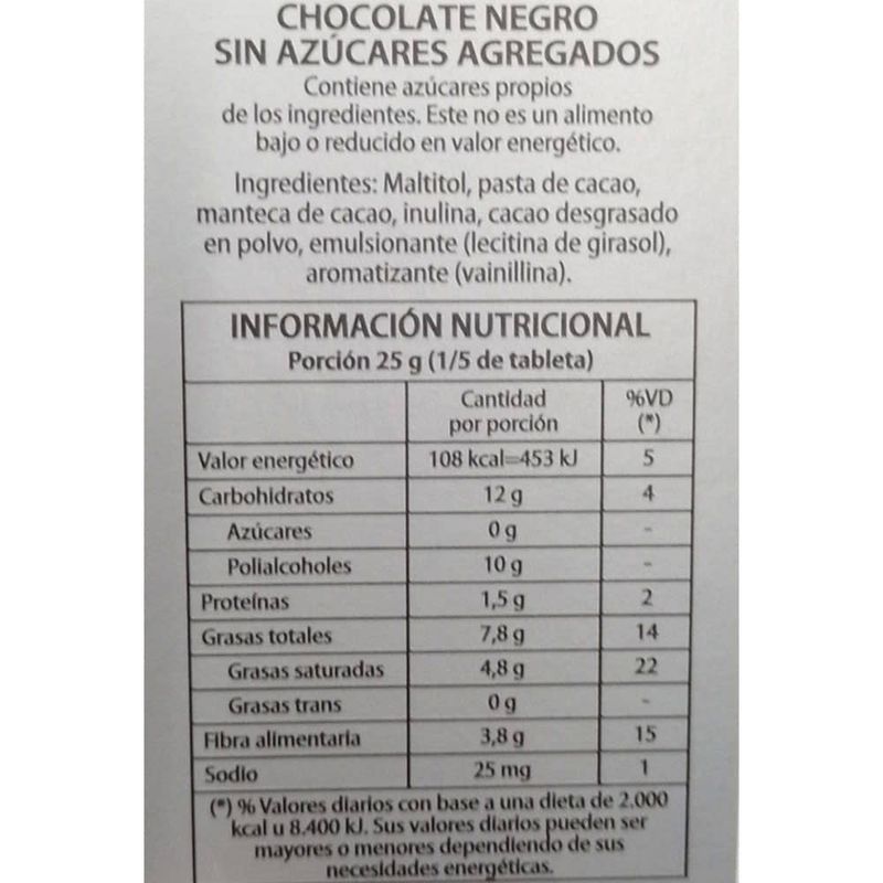 Chocolate-ANTIU-XIXOANA-sin-azucar-Negro-125-g