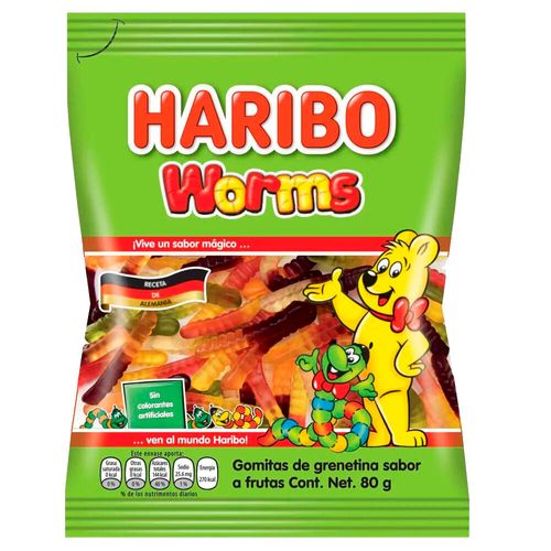 Gomitas gelatina HARIBO worms 100 g