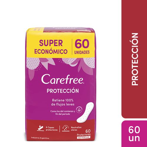 Protector diario CAREFREE original sin perfume 60 un.