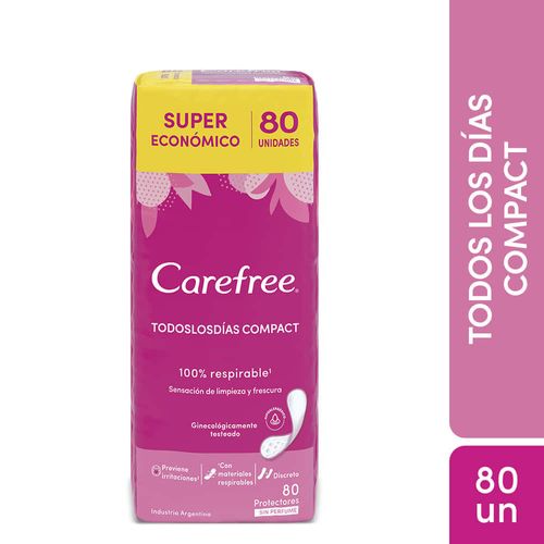 Protector diario CAREFREE compact sin perfume 80 un.