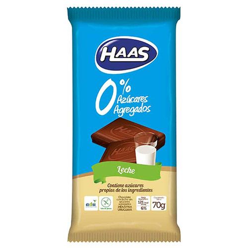 Chocolate HAAS 0% azúcar Leche 70 g