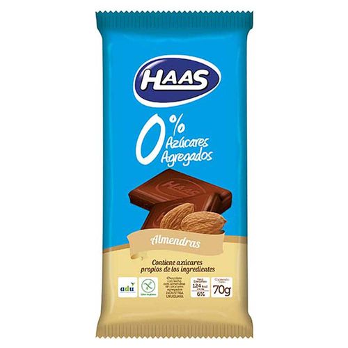 Chocolate HAAS 0% azúcar Almendras 70 g