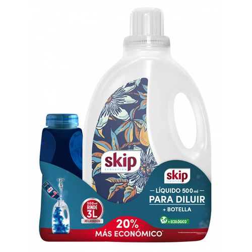 Pack detergente liquido SKIP para diluir botella 500 ml + botella gratis