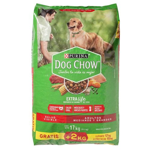 Alimento perro DOG CHOW razas mediana/grandes 15 kg + 1.5 kg