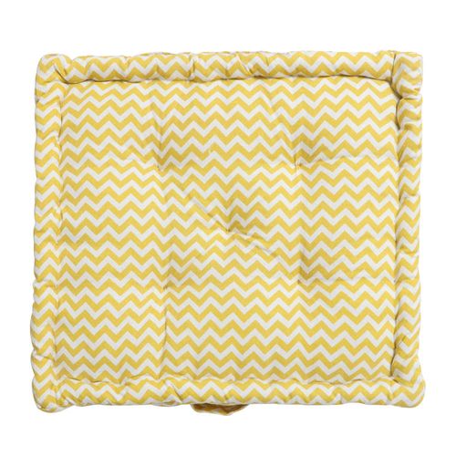 Almohadón tatami 40x40x9 cm Línea Bloom blanco/amarillo