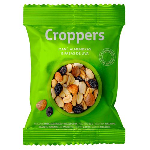 Mix maní alemendras pasas CROPPERS 80 g