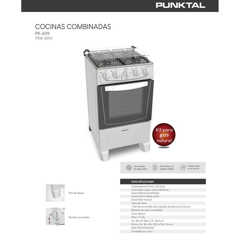 Cocina-combinada-PUNKTAL-Mod.-PK-509-4-hornallas-blanca