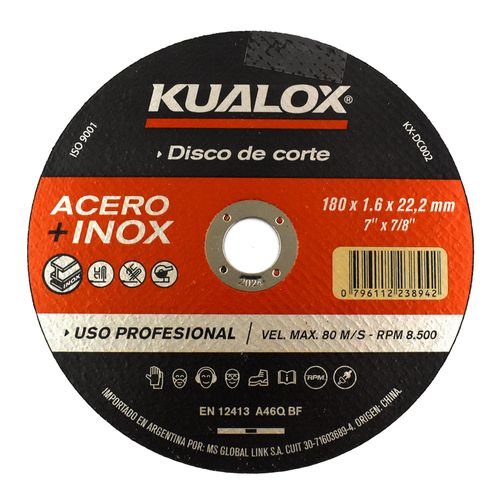 Disco KUALOX corte acero inoxidable + metal 7'