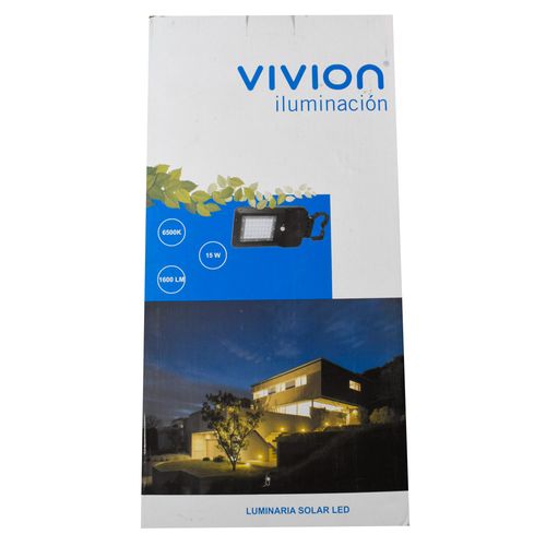 Foco VIVION solar led vial 15w frio negro